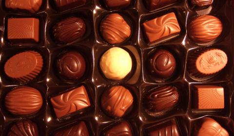Divers Bonbons Au Chocolat En Gros Plan